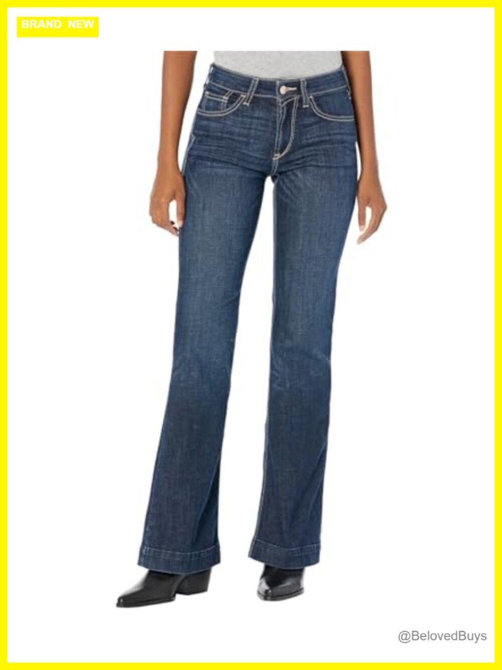 Wide Leg Ankle Trouser Denim Build Mid Rise Flat Front Casual Everyday